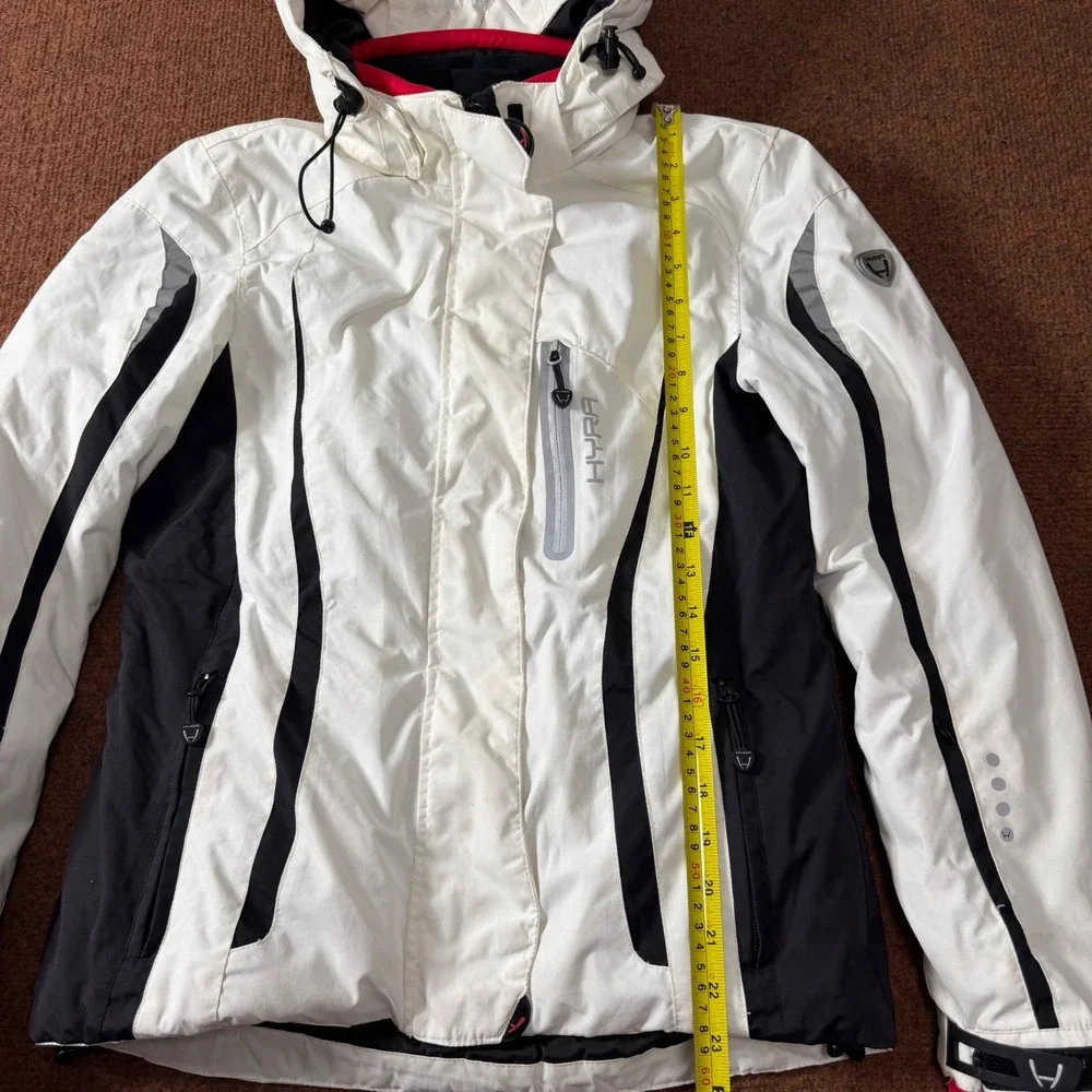 Nice b- Hyra Womens Ski Jacket White Black Hooded Insulated Snow Coat Size Small
